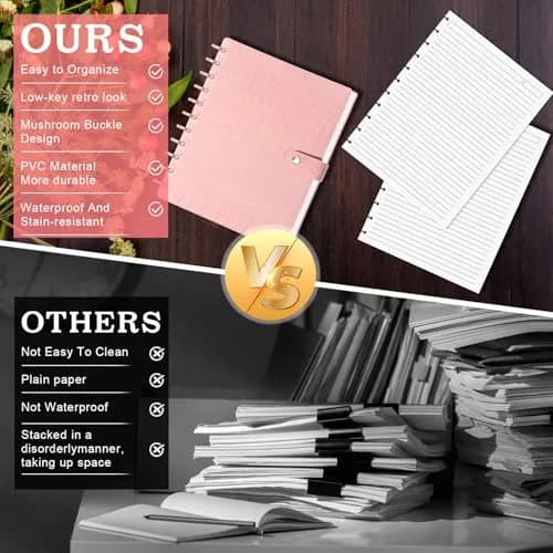 WANGDEFA Pink 8.5x11in Discbound Cover & Set with 11 Discs | Office & School Organizer thumbnail 4