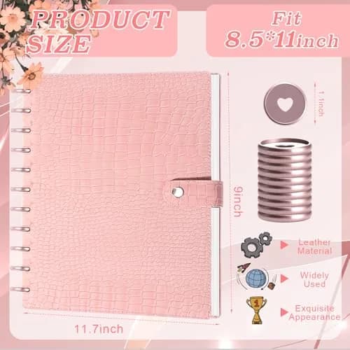 WANGDEFA Pink 8.5x11in Discbound Cover & Set with 11 Discs | Office & School Organizer thumbnail 2