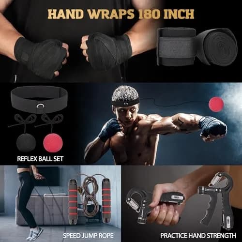 xffzroom Punching Bag for Adults, 4ft PU Leather | Heavy Boxing Set with Gloves & Accessories thumbnail 6