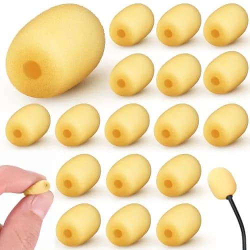 Innconee Mini Mic Foam Windscreen Covers 5mm x 20mm (0.2" x 0.79") Skin Color | Pack of 20 for Headset & Lapel Mics — Skin Color