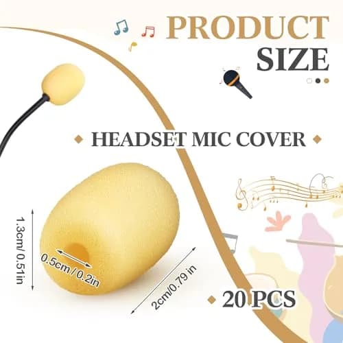 Innconee Mini Mic Foam Windscreen Covers 5mm x 20mm (0.2" x 0.79") Skin Color | Pack of 20 for Headset & Lapel Mics thumbnail 2