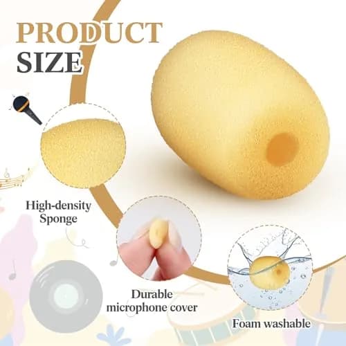 Innconee Mini Mic Foam Windscreen Covers 5mm x 20mm (0.2" x 0.79") Skin Color | Pack of 20 for Headset & Lapel Mics thumbnail 3
