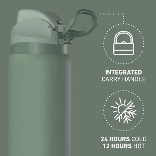 Hydrapeak Oasis 32oz (950ml) Insulated Water Bottle with Locking Chug Lid & Handle | Keeps Cold 24 Hours thumbnail 2