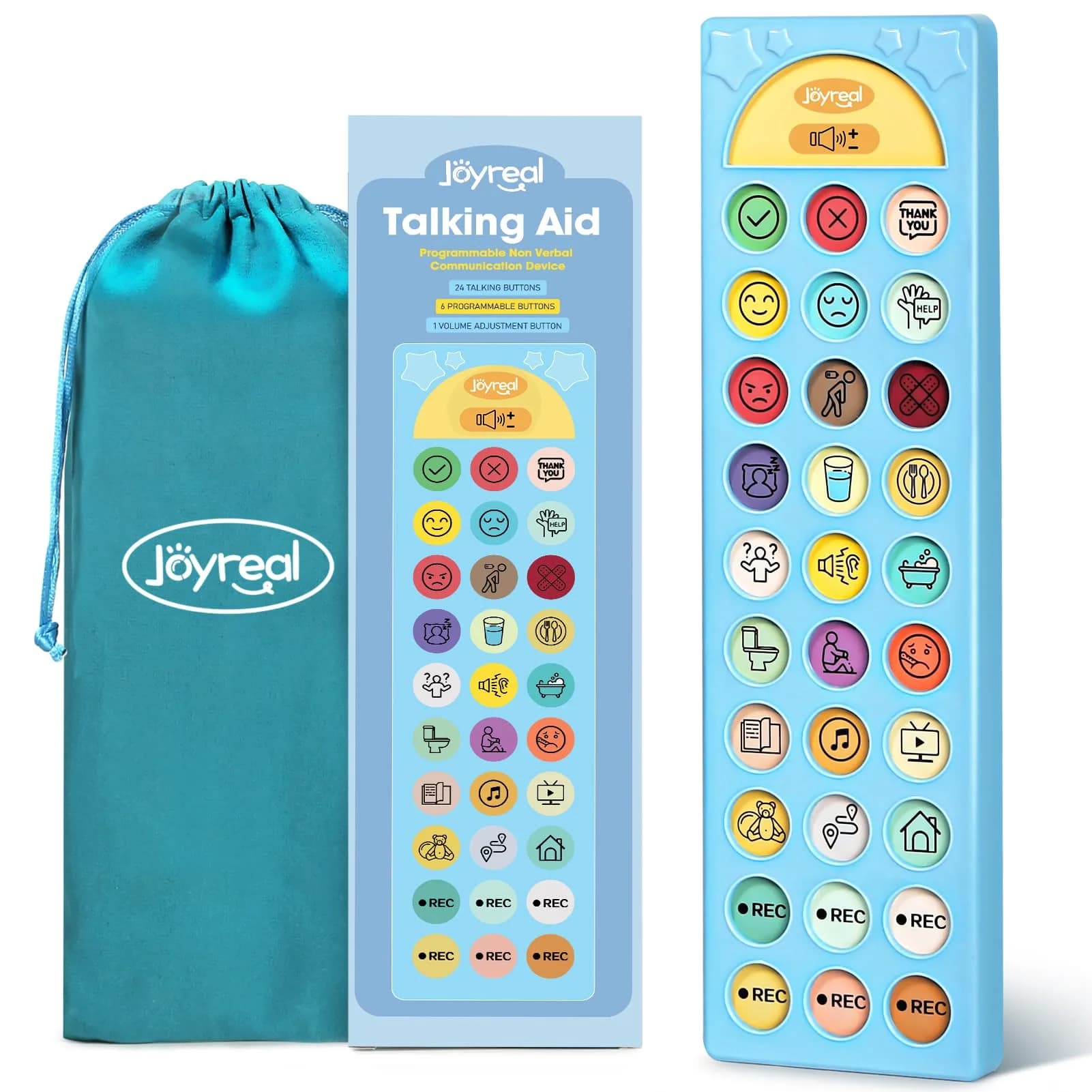 Joyreal AAC Device for Autism, Non-Verbal Communication Tool with 24 Buttons & 6 Programmable Options | Blue