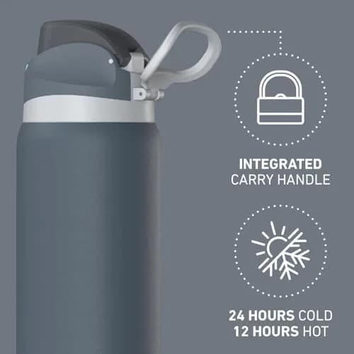 Hydrapeak Oasis 32oz Insulated Water Bottle with Locking Chug Lid & Handle, Leakproof Stainless Steel Travel Tumbler | 946ml (32oz) Cold for 24 Hours thumbnail 2