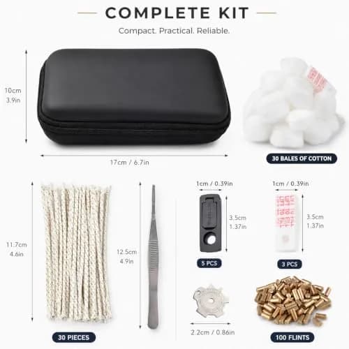The Left Bridge Lighter Repair Kit, Vintage Lighter Repair Kit, 144PCS | Complete Petrol Lighter Maintenance Set thumbnail 2