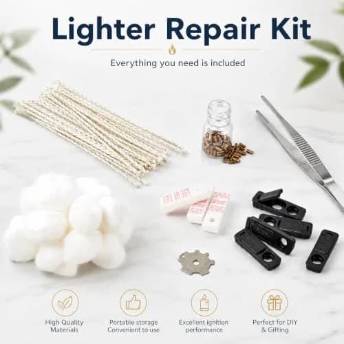 The Left Bridge Lighter Repair Kit, Vintage Lighter Repair Kit, 144PCS | Complete Petrol Lighter Maintenance Set thumbnail 3