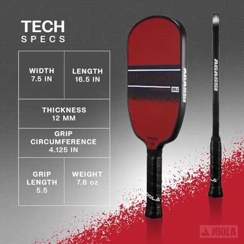 JOOLA Agassi Champion 12mm Pickleball Paddle | 42cm (16.5") x 19cm (7.5") thumbnail 2
