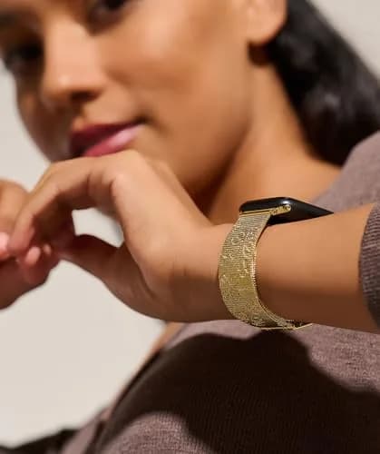 Olivia Burton Apple Watch Strap Mesh Bracelet Gold 38mm 40mm 41mm | Chic Floral Interchangeable Band thumbnail 2