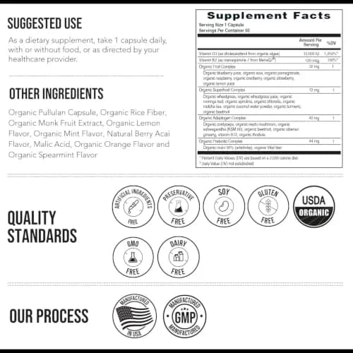 Triquetra Health Organic Plant D3 + K2 | 10,000 IU D3 + 120 mcg K2 | Vegan, Organic, Vegan, 60 Count thumbnail 8