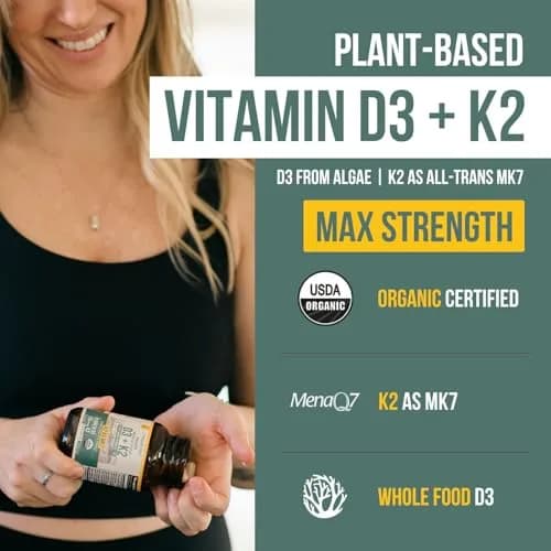 Triquetra Health Organic Plant D3 + K2 | 10,000 IU D3 + 120 mcg K2 | Vegan, Organic, Vegan, 60 Count thumbnail 2