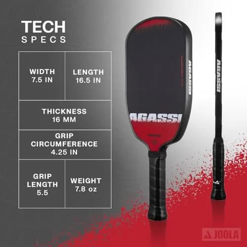 JOOLA Agassi Edge 16mm Pickleball Paddle | Carbon Fiber Spin & Control | USAP & UPA-A Certified (70-120c) thumbnail 2