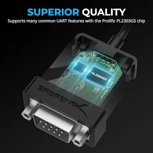 Sabrent USB-C to DB9 Serial RS-232 Adapter Cable 3ft (0.91m) | Prolific PL2303GS Chipset thumbnail 8