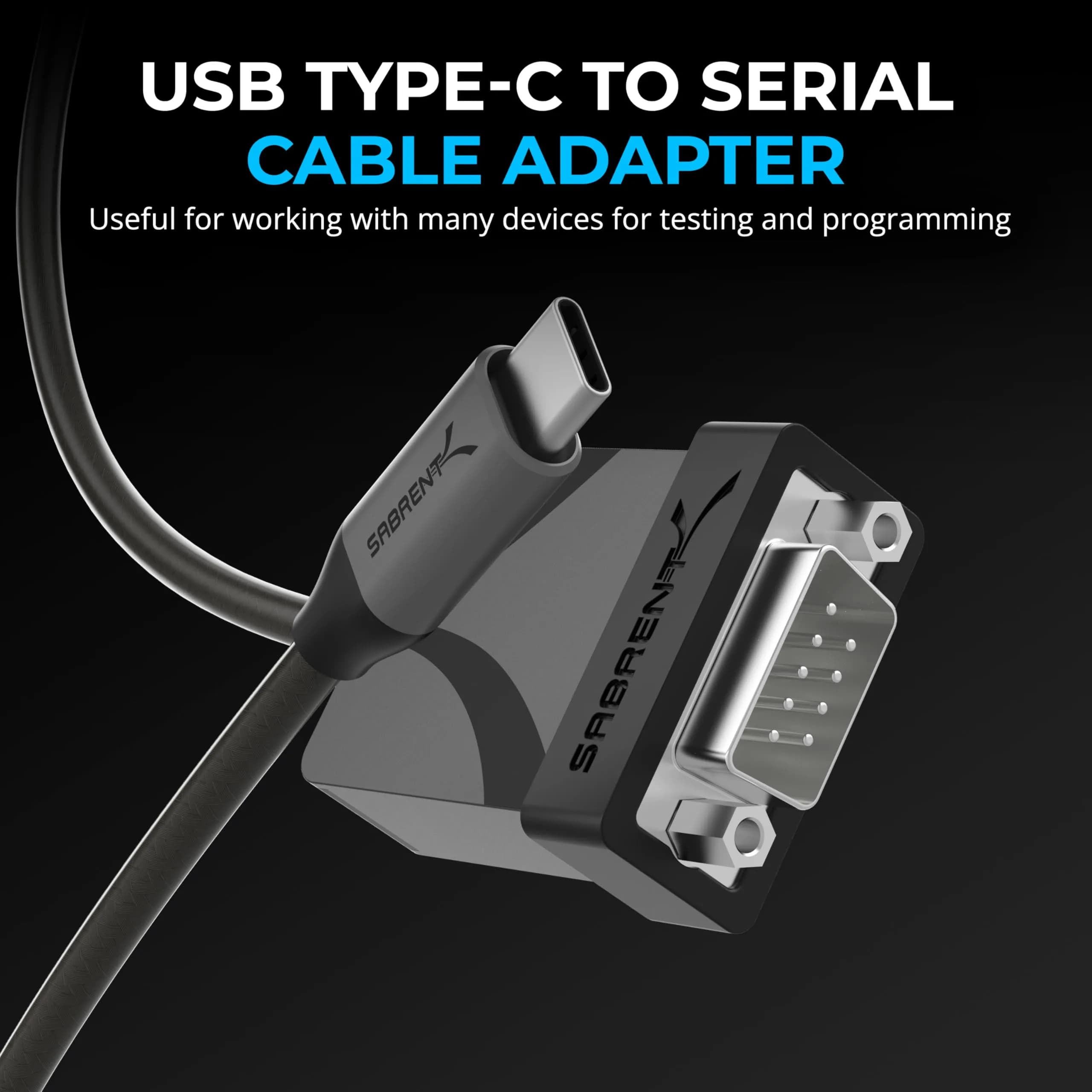 Sabrent USB-C to DB9 Serial RS-232 Adapter Cable 3ft (0.91m) | Prolific PL2303GS Chipset - view 2