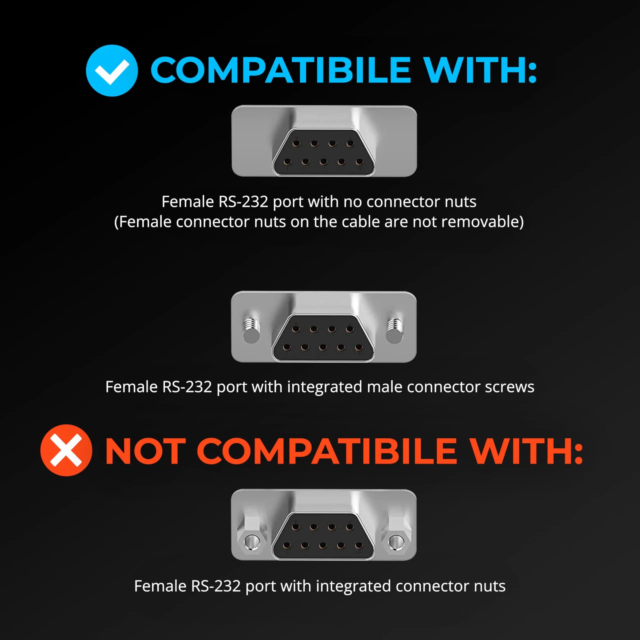 Sabrent USB-C to DB9 Serial RS-232 Adapter Cable 3ft (0.91m) | Prolific PL2303GS Chipset - view 3