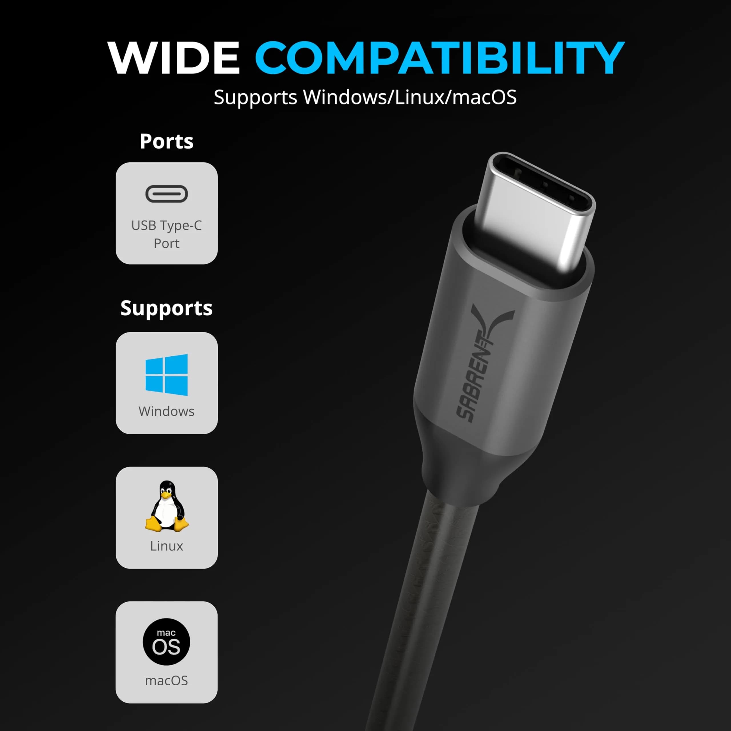 Sabrent USB-C to DB9 Serial RS-232 Adapter Cable 3ft (0.91m) | Prolific PL2303GS Chipset - view 4