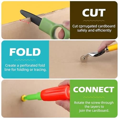 ColoPlay 355 Cardboard Tools for Kids, STEM Education Kit | Safe Cardboard Cutter, Screwdrivers, Nuts & Bolts Set (Yellow) thumbnail 5