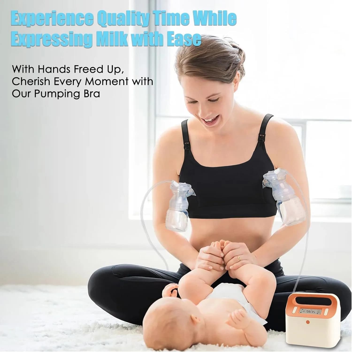 ENSDOAR Hands-Free Pumping Bra Black X-Large | Spectra Breast Pump Compatible - view 3