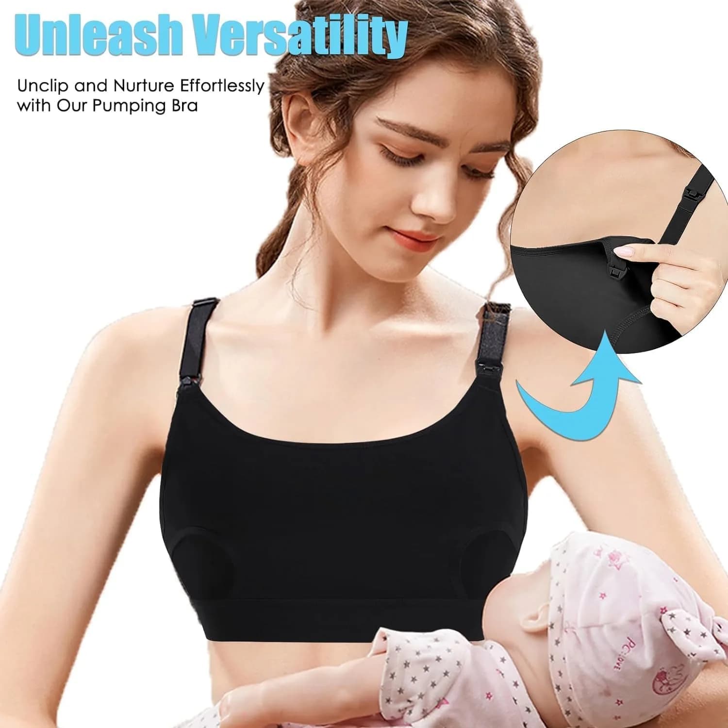 ENSDOAR Hands-Free Pumping Bra Black X-Large | Spectra Breast Pump Compatible - view 4