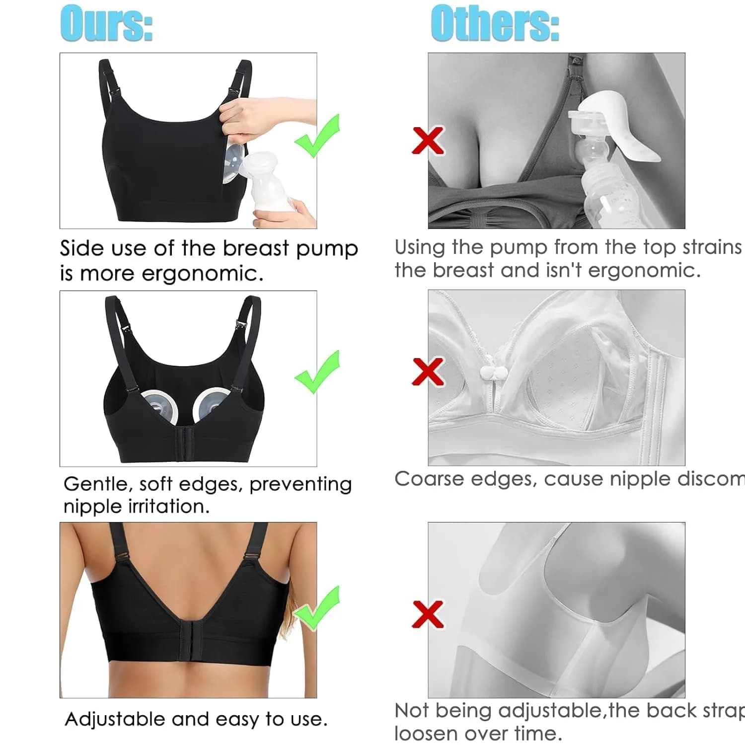 ENSDOAR Hands-Free Pumping Bra Black X-Large | Spectra Breast Pump Compatible - view 6