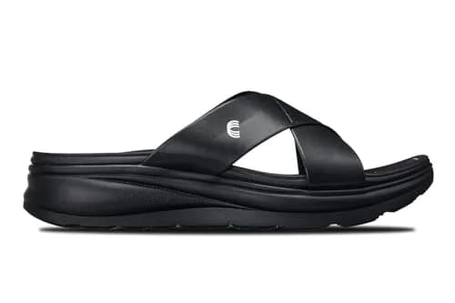 CALTO Men's Invisible Height Increasing Sandals X1652 Black 2 Inches Taller | Slip-On Comfort thumbnail 6