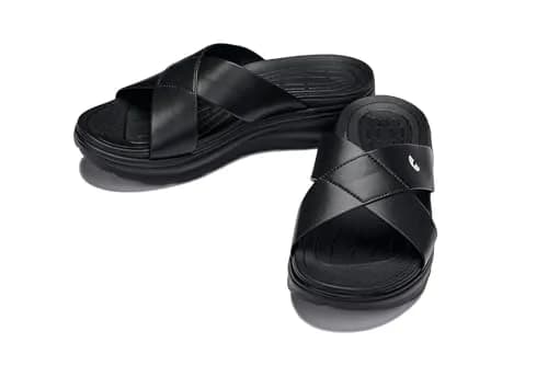 CALTO Men's Invisible Height Increasing Sandals X1652 Black 2 Inches Taller | Slip-On Comfort thumbnail 9
