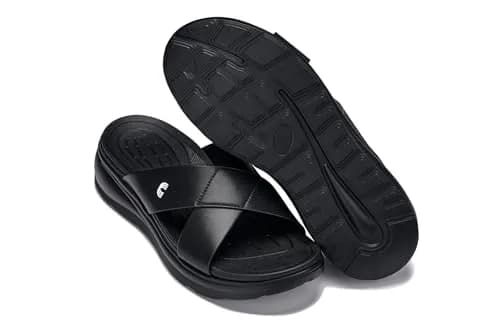 CALTO Men's Invisible Height Increasing Sandals X1652 Black 2 Inches Taller | Slip-On Comfort thumbnail 10