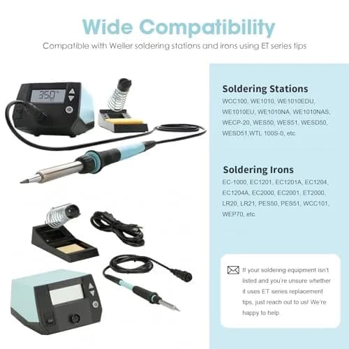 HANGLIFE ET Soldering Iron Tips 12-Piece Set with Holder | Precision Replacement Solder Tips for Weller Stations thumbnail 5