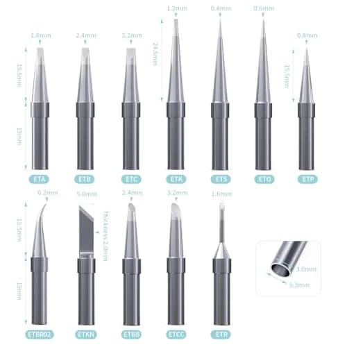 HANGLIFE ET Soldering Iron Tips 12-Piece Set with Holder | Precision Replacement Solder Tips for Weller Stations thumbnail 3