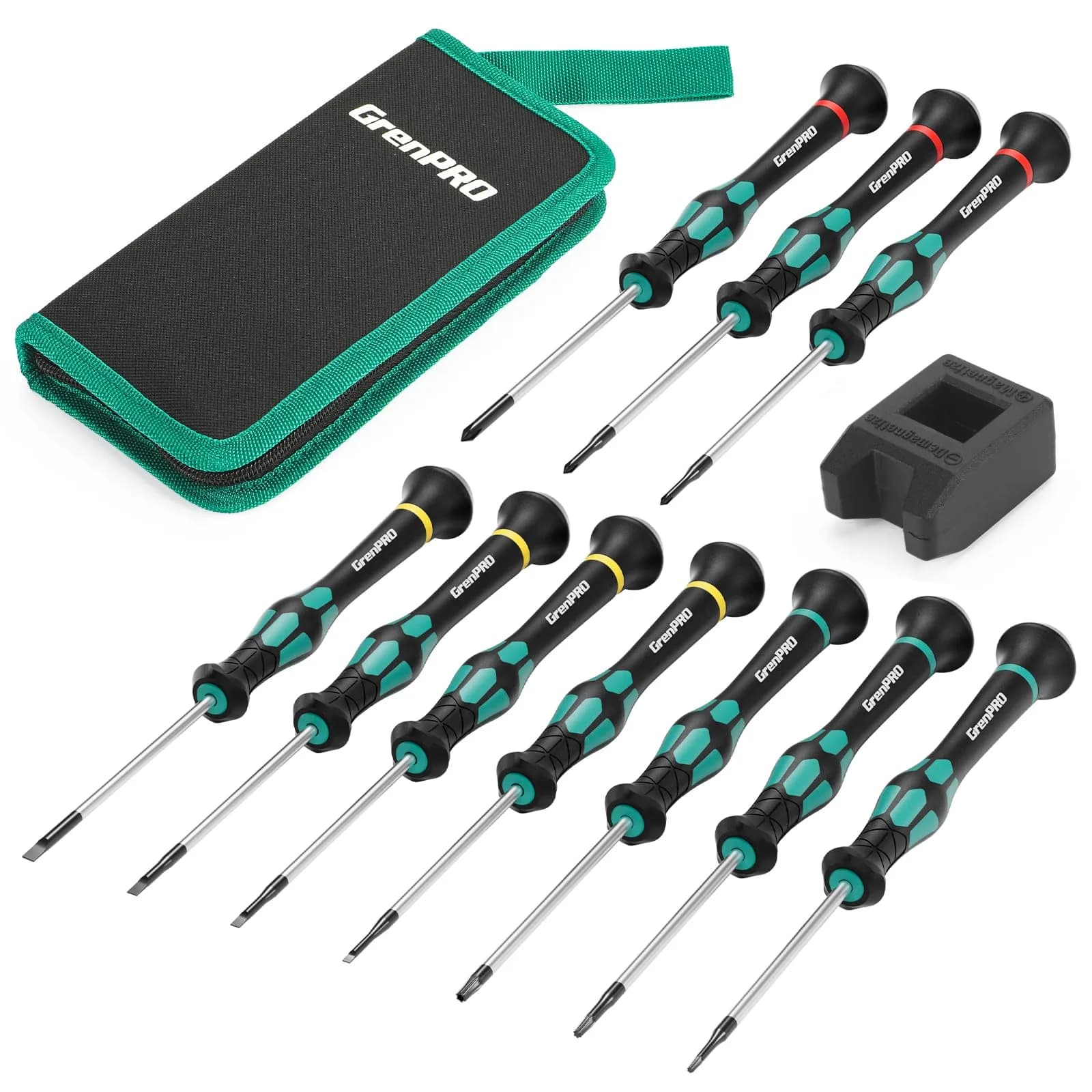 GRENPRO 10-Piece Precision Screwdriver Set with Magnetic Tips & Storage Pouch | Eyeglass, Watch, Computer, Phone Repair Tool Kit
