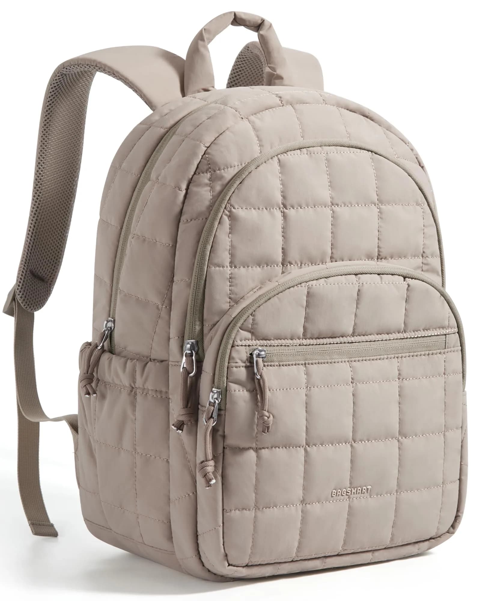 BAGSMART Travel Backpack for Women, 15.6" Laptop Backpack, Black | Water-Resistant with Trolley Sleeve — Camel