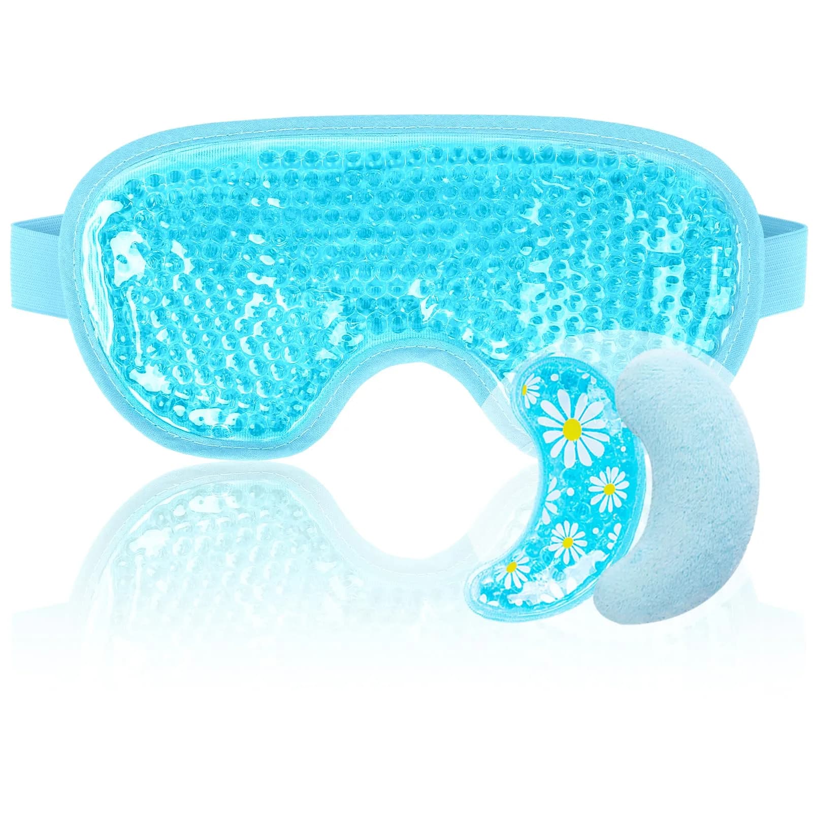NEWGO Cooling Eye Mask with Reversible Gel Pads | 21cm x 10cm (8.1" x 3.9") - main product image