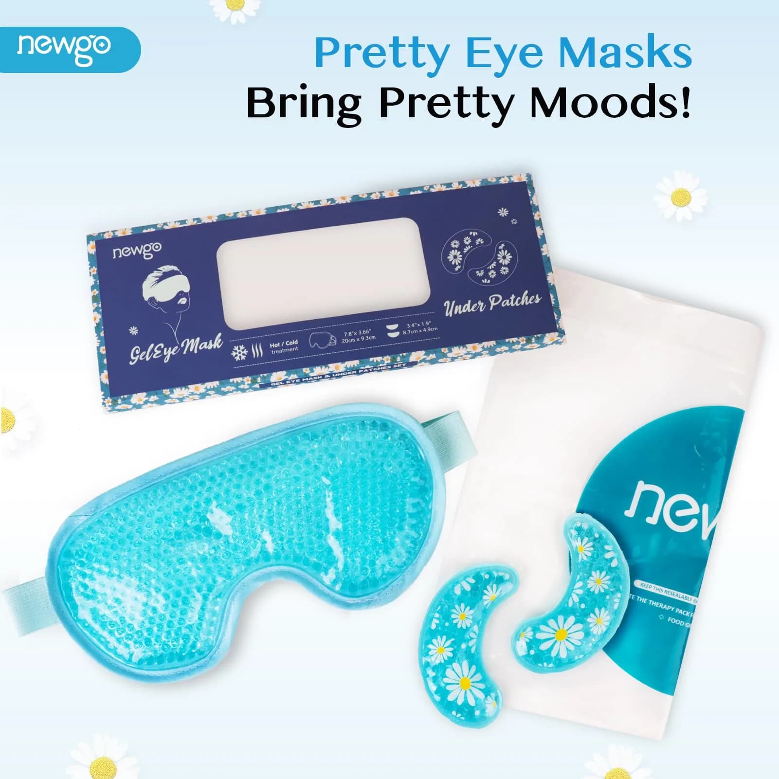 NEWGO Cooling Eye Mask with Reversible Gel Pads | 21cm x 10cm (8.1" x 3.9") - view 6