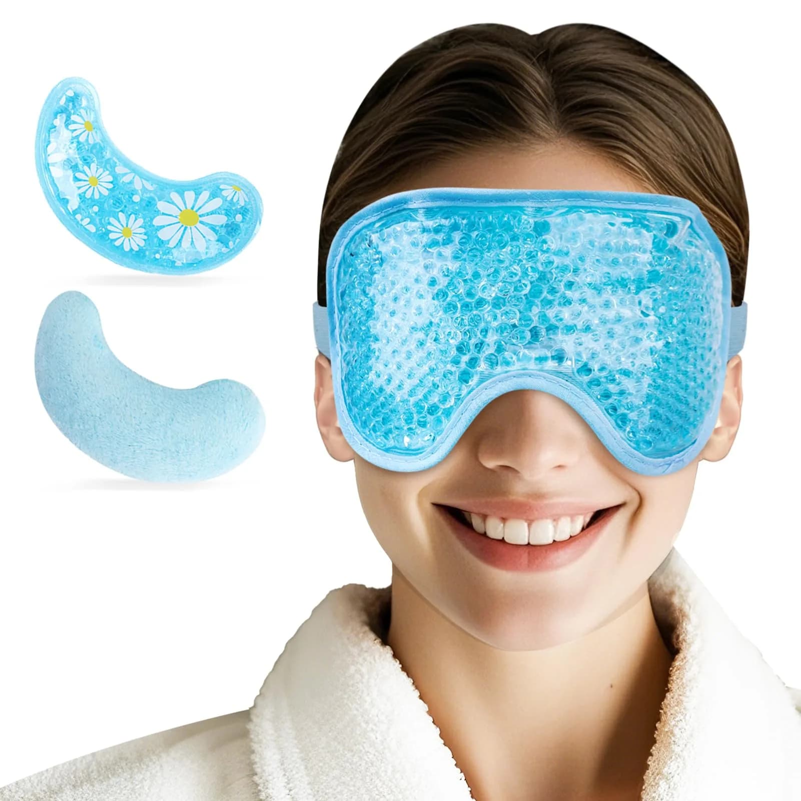 NEWGO Cooling Eye Mask with Reversible Gel Pads | 21cm x 10cm (8.1" x 3.9") - view 2