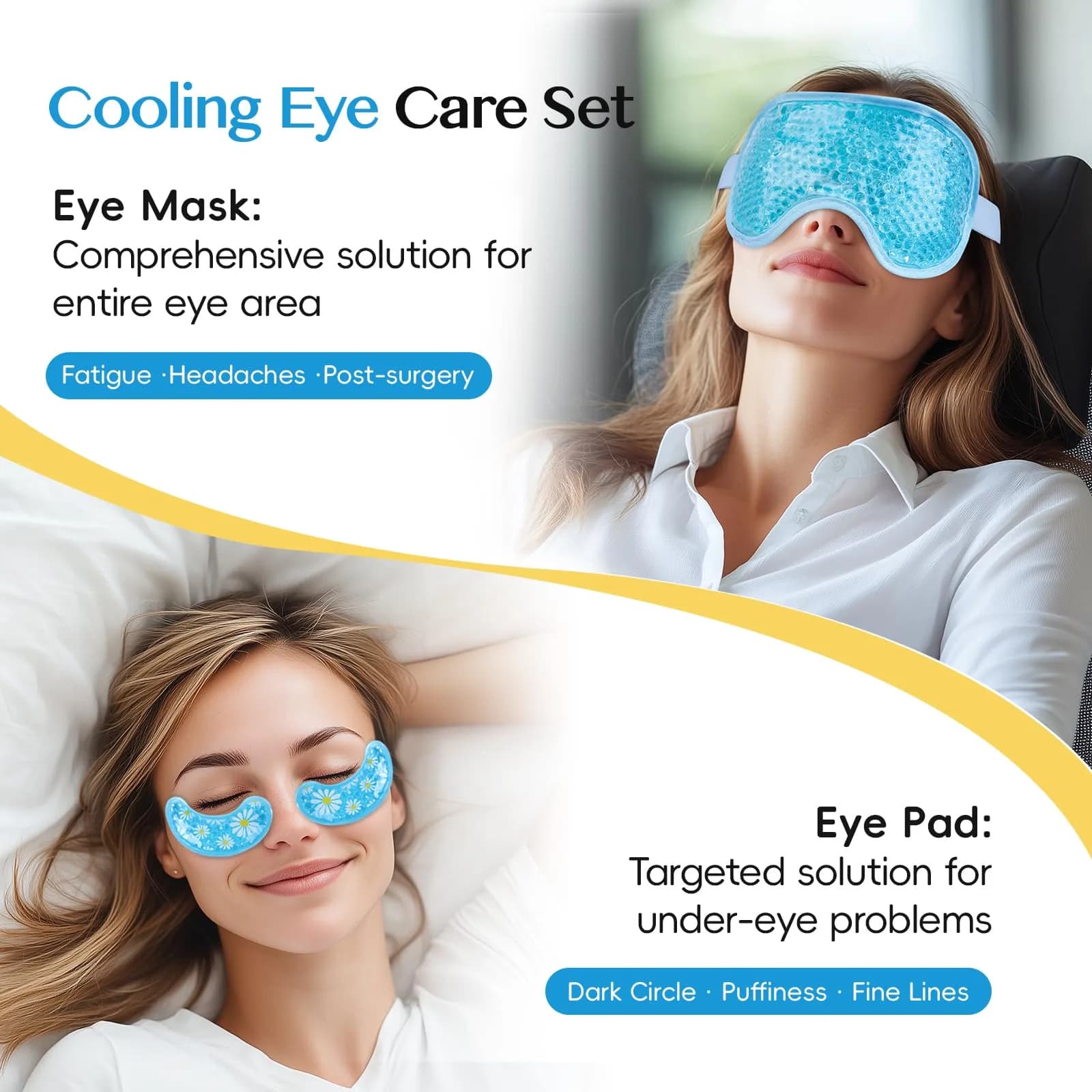 NEWGO Cooling Eye Mask with Reversible Gel Pads | 21cm x 10cm (8.1" x 3.9") - view 3