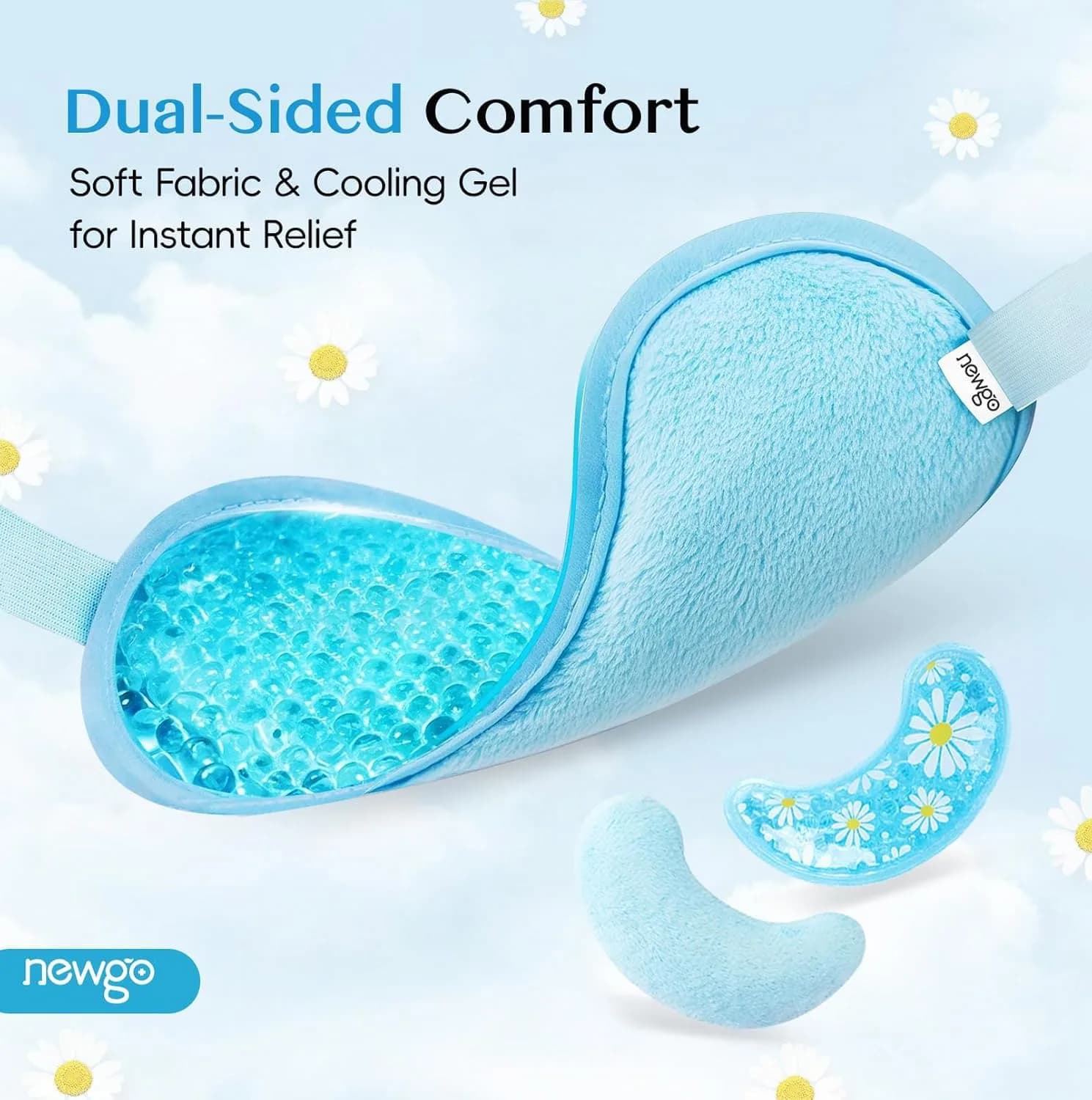 NEWGO Cooling Eye Mask with Reversible Gel Pads | 21cm x 10cm (8.1" x 3.9") - view 4