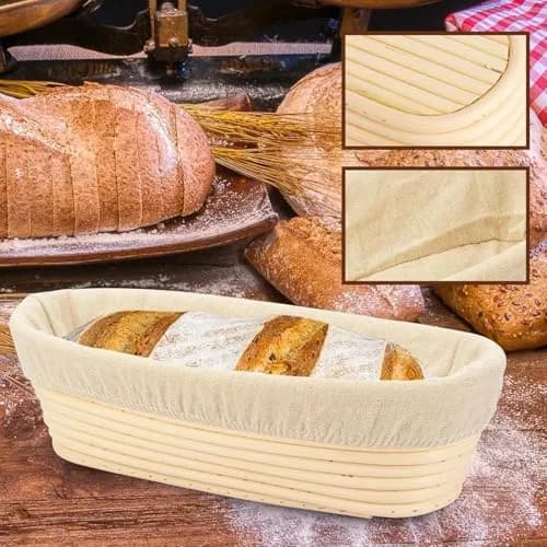 Stormshopping 8 Inch Oval Bread Proofing Basket Set with Liners, 4-Pack | Handmade Rattan Banneton for Artisan Dough Rising thumbnail 3