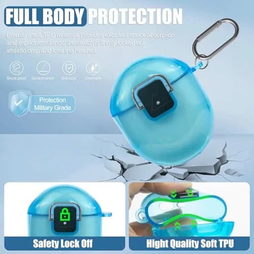 SGHLDE Google Pixel Buds Pro 2/1 Case Cover with Lock Clip | Clear TPU Shockproof Protective Skin (0.02kg) thumbnail 4