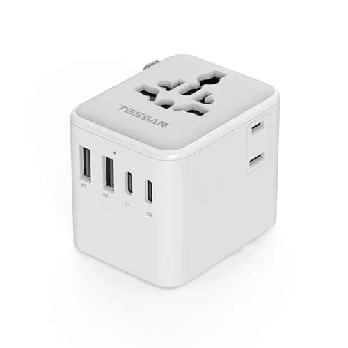 TESSAN Universal Travel Adapter Worldwide with 2 USB-C, 2 USB-A, 2 AC Outlets, 6-in-1 Plug Adapter for Over 150 Countries thumbnail 1