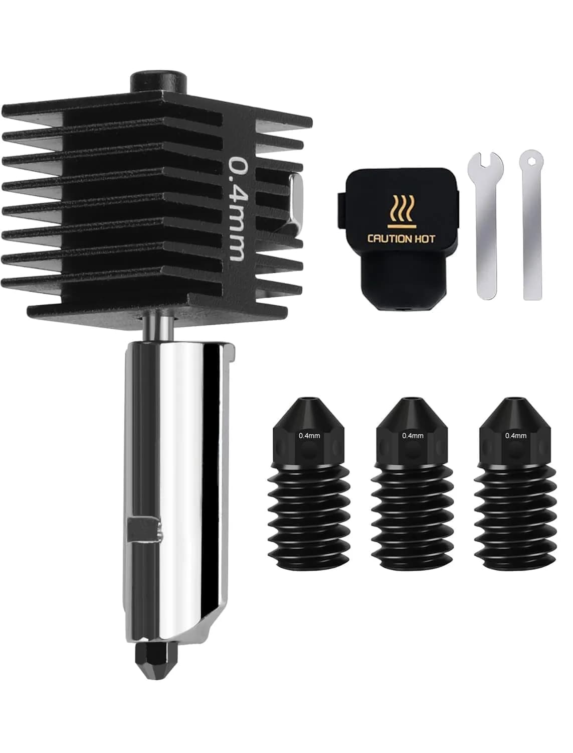 Mviioe Hardened Steel Hotend Nozzle Kit 0.4mm for Bambu A1 A1 Mini A2L Printers | High-Temp All-Metal Print Head — 0.4MM