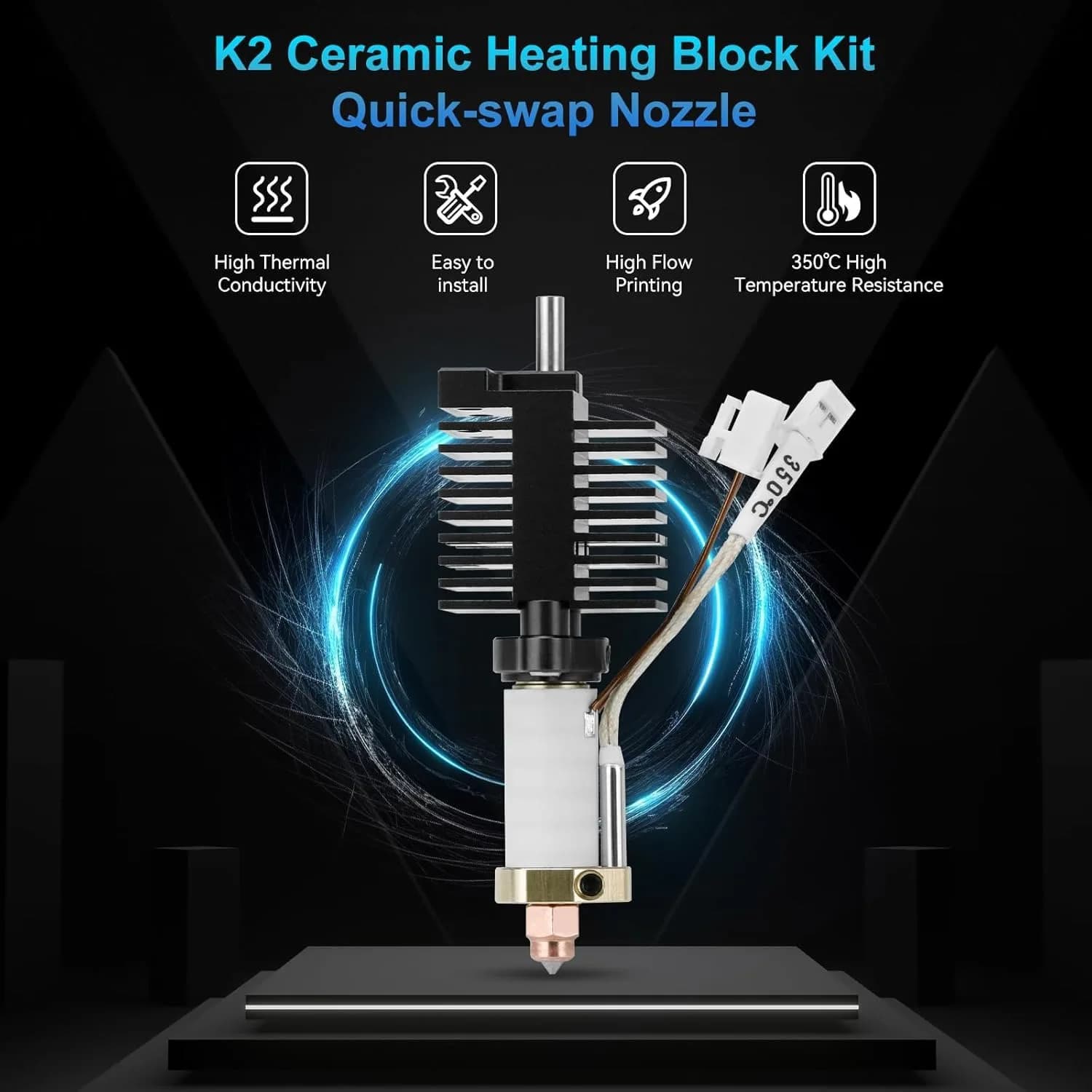 Xirbbo K2 Plus Hotend Replacement for Creality K2 Plus 3D Printer | All-Metal Integrated Design - view 4