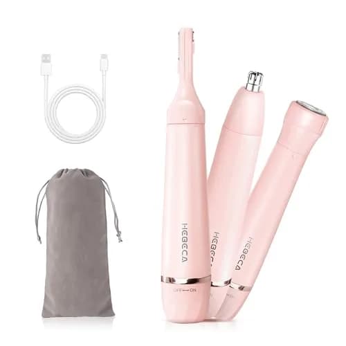 HEBECA 3in1 Electric Facial Hair Trimmer Waterproof Pink | Painless Nose & Eyebrow Grooming (70-120 chars) thumbnail 1