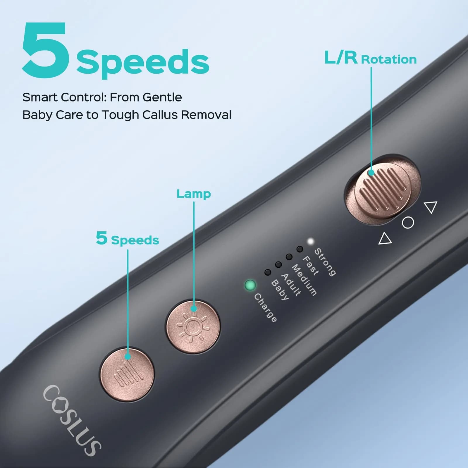 COSLUS C43 Professional Manicure Pedicure Kit with Upgrade Wider Grinder | 5000 RPM Cordless Electric Nail File - view 5