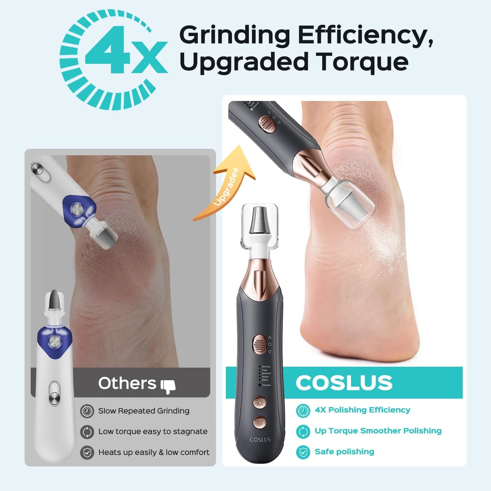 COSLUS C43 Professional Manicure Pedicure Kit with Upgrade Wider Grinder | 5000 RPM Cordless Electric Nail File - view 2