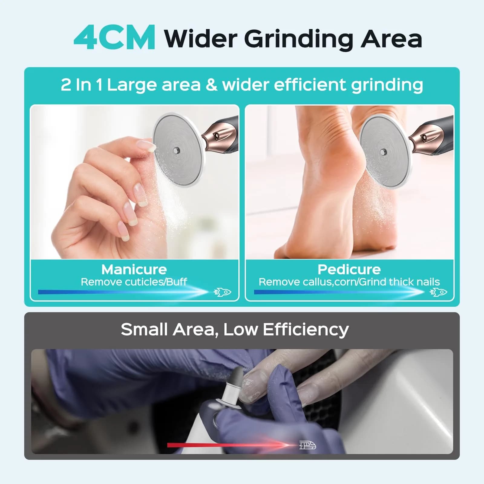 COSLUS C43 Professional Manicure Pedicure Kit with Upgrade Wider Grinder | 5000 RPM Cordless Electric Nail File - view 3