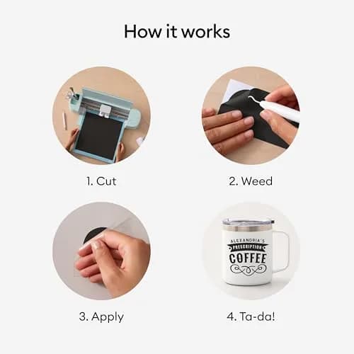 Cricut Smart Permanent Vinyl, Black, 3-Pack of 3ft Rolls (13"x36") | Matless Cutting for Intricate Designs thumbnail 5