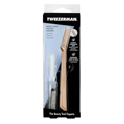 Tweezerman Facial Razor Rose Gold with 3 Replacement Blades | Gentle Exfoliation & Peach Fuzz Removal thumbnail 6