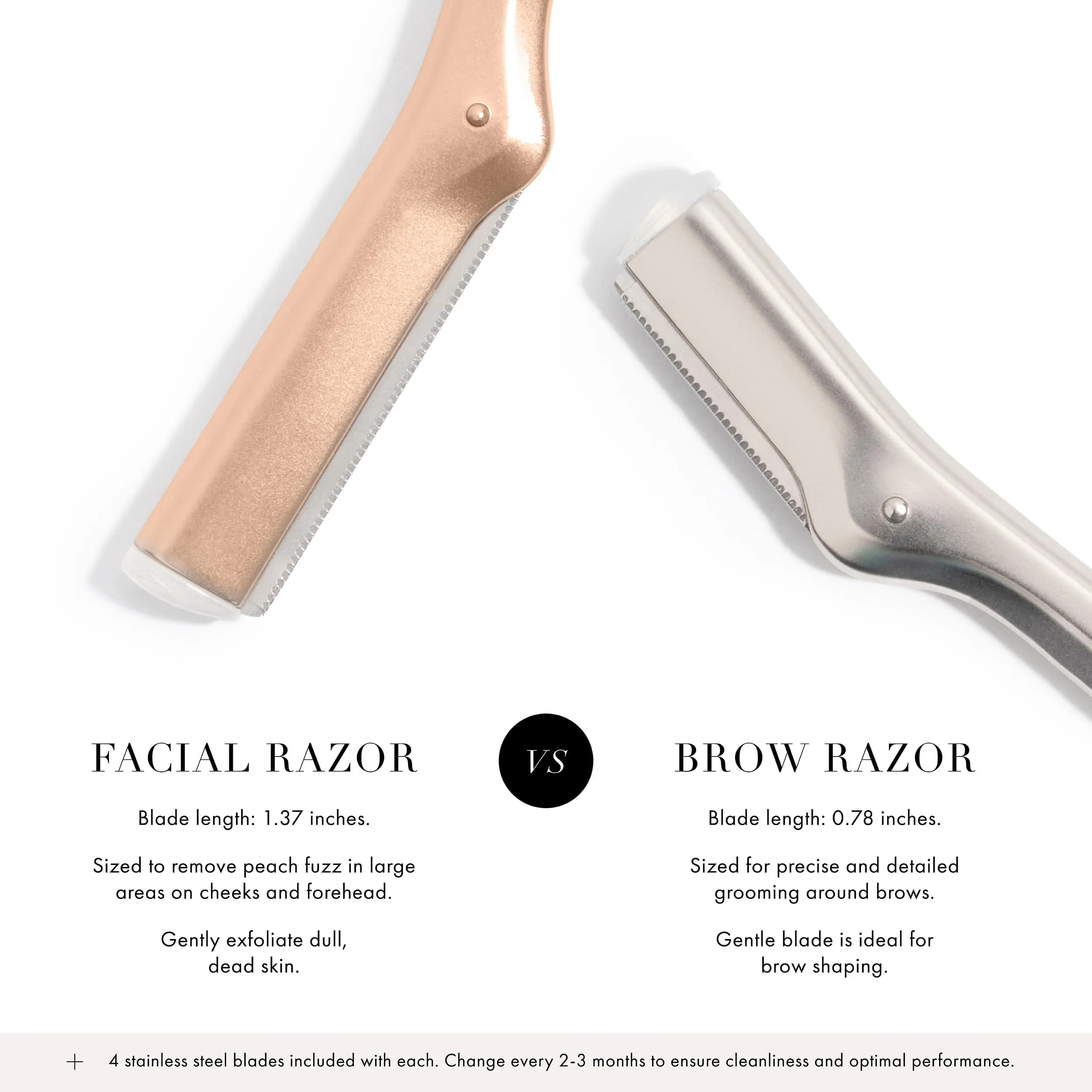 Tweezerman Stainless Steel Facial Razor with 3 Replacement Blades | Allure Best of Beauty 2023 Winner - view 2