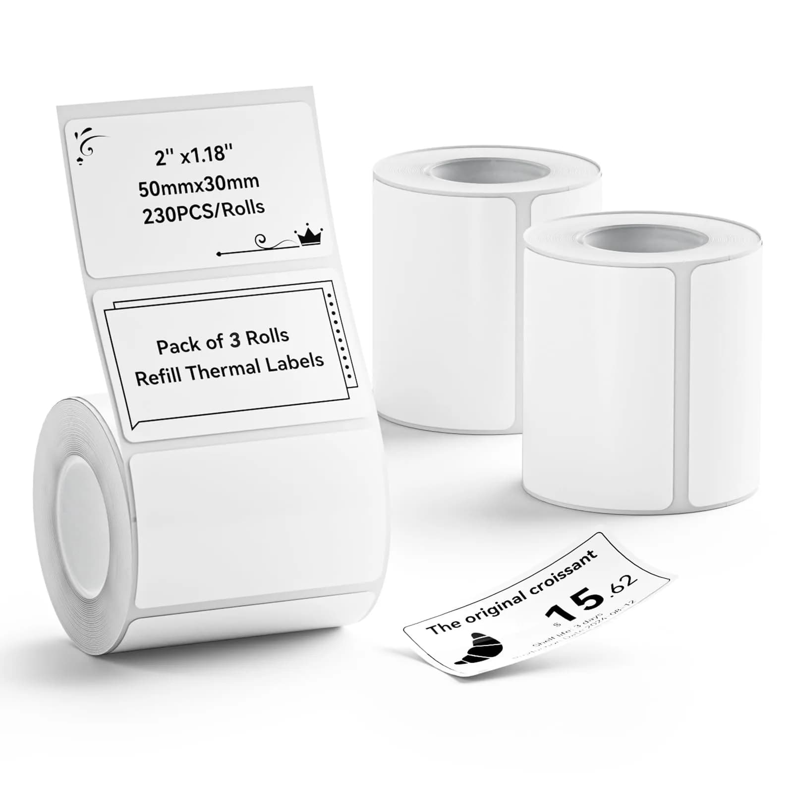 NIIMBOT 3 Rolls Waterproof Thermal Label Tape 50x30mm (1.97"x1.18") | Black on White Labels for B1/B21/B3S Printers