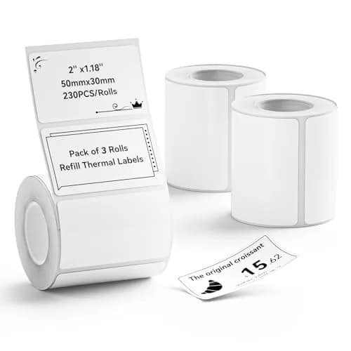 NIIMBOT 3 Rolls Waterproof Thermal Label Tape 50x30mm (1.97"x1.18") | Black on White Labels for B1/B21/B3S Printers thumbnail 1